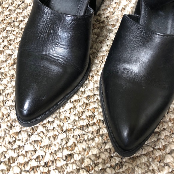 Zara Black Pointed Toe Ankle Strap Shoe Size 6 - Picture 4 of 5